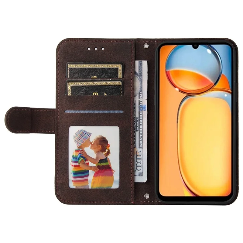For Xiaomi Redmi 13C 4G / 5G / 13R 5G / Poco M6 5G / Poco C65 4G Leather Wallet Cases Skin Touch Phone Cover Stand with Strap - Brown
