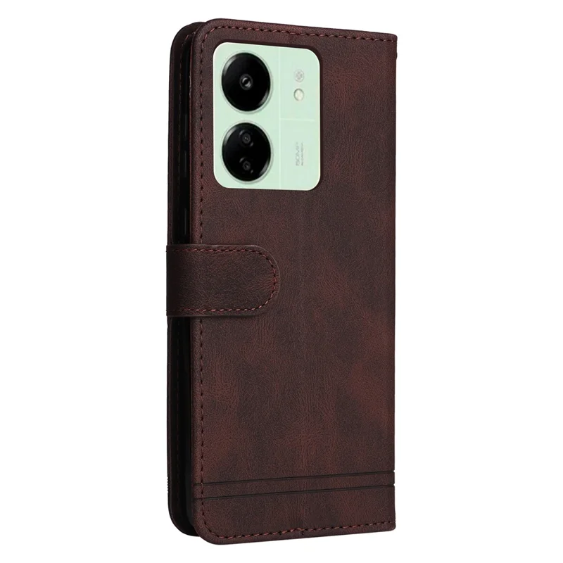 For Xiaomi Redmi 13C 4G / 5G / 13R 5G / Poco M6 5G / Poco C65 4G Leather Wallet Cases Skin Touch Phone Cover Stand with Strap - Brown