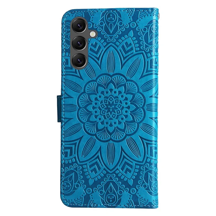 For Samsung Galaxy A25 5G (Global) (161.0 x 76.5 x 8.3mm) Case Leather Wallet Flip Stand Protective Phone Cover - Blue