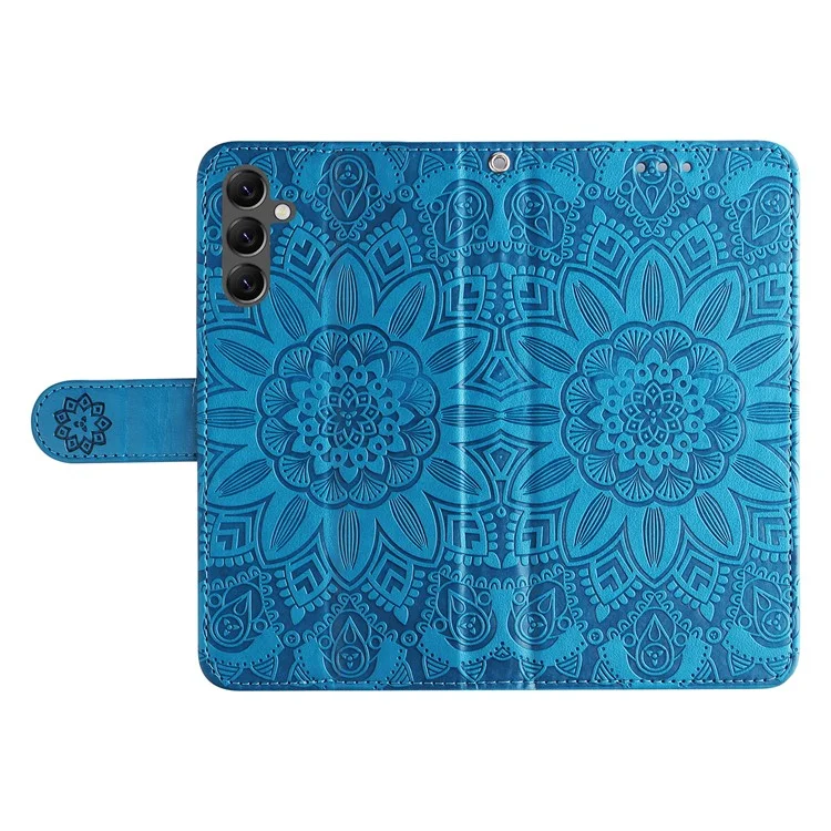 For Samsung Galaxy A25 5G (Global) (161.0 x 76.5 x 8.3mm) Case Leather Wallet Flip Stand Protective Phone Cover - Blue