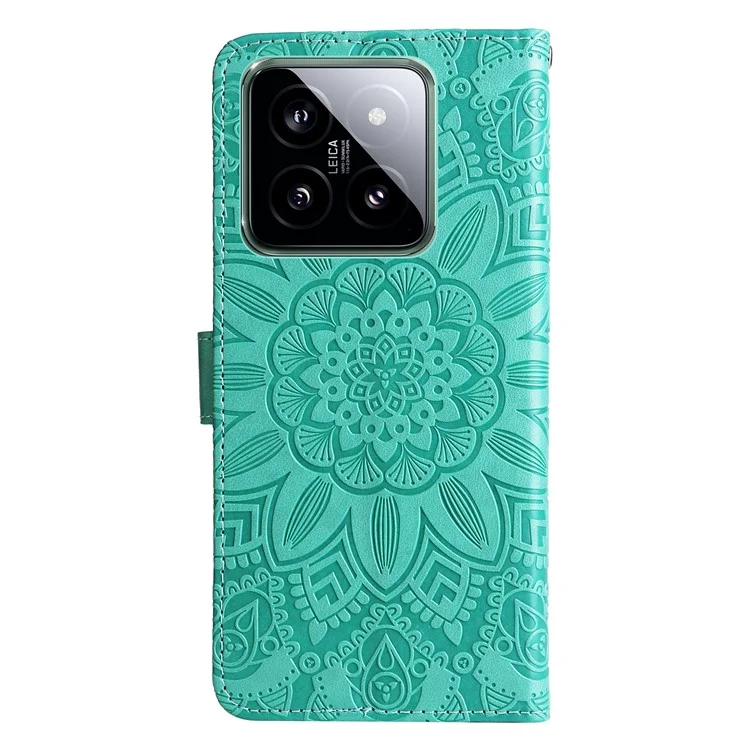 Per Xiaomi 14 Case Stand Wallet Shockproof PU Leather Smartphone Cover - Verde