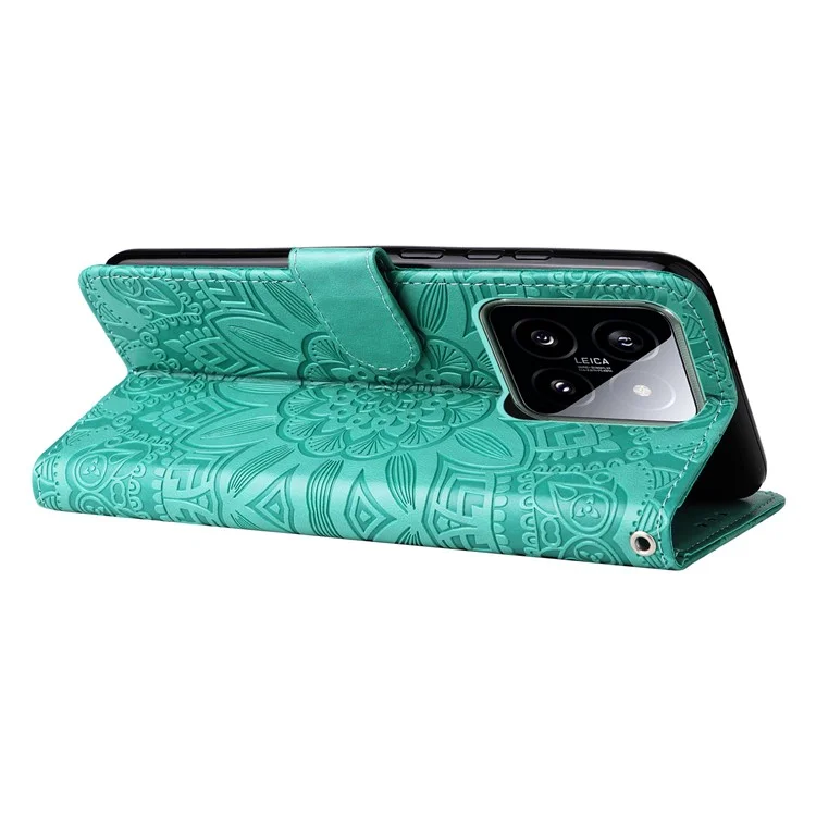 Per Xiaomi 14 Case Stand Wallet Shockproof PU Leather Smartphone Cover - Verde