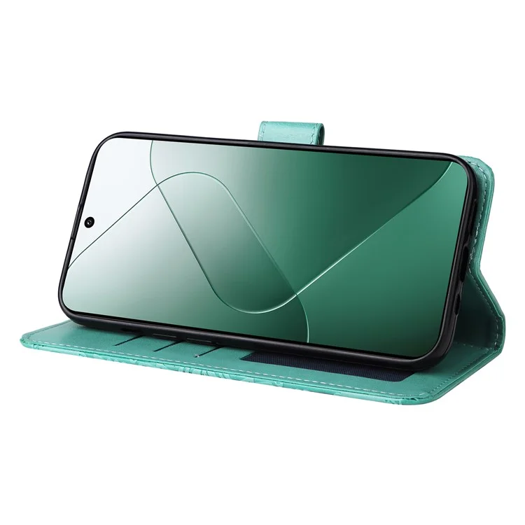 Per Xiaomi 14 Case Stand Wallet Shockproof PU Leather Smartphone Cover - Verde