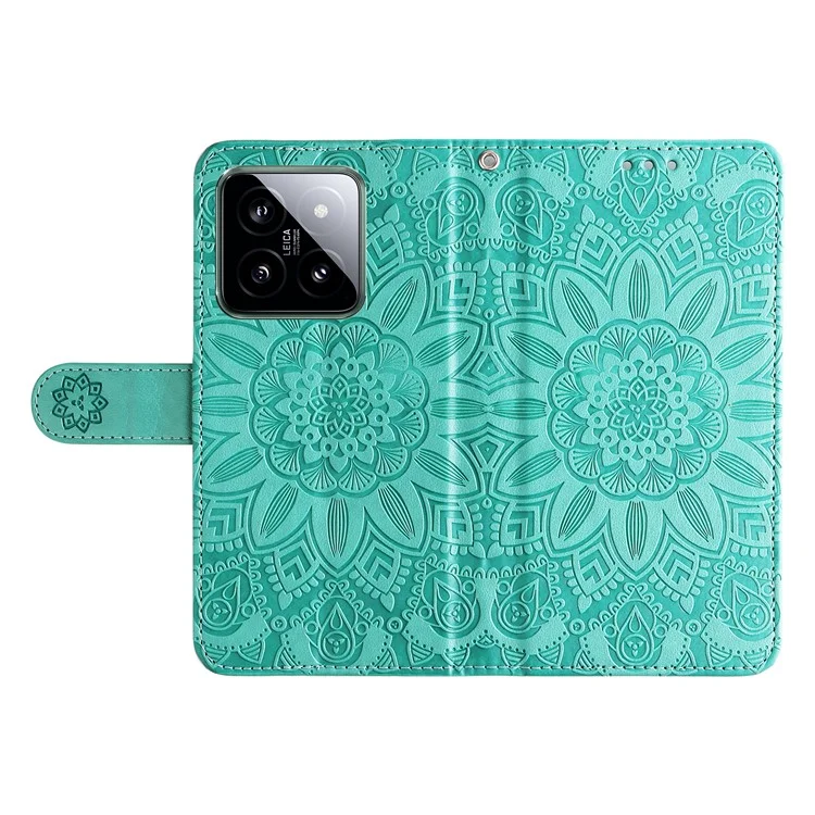 Per Xiaomi 14 Case Stand Wallet Shockproof PU Leather Smartphone Cover - Verde