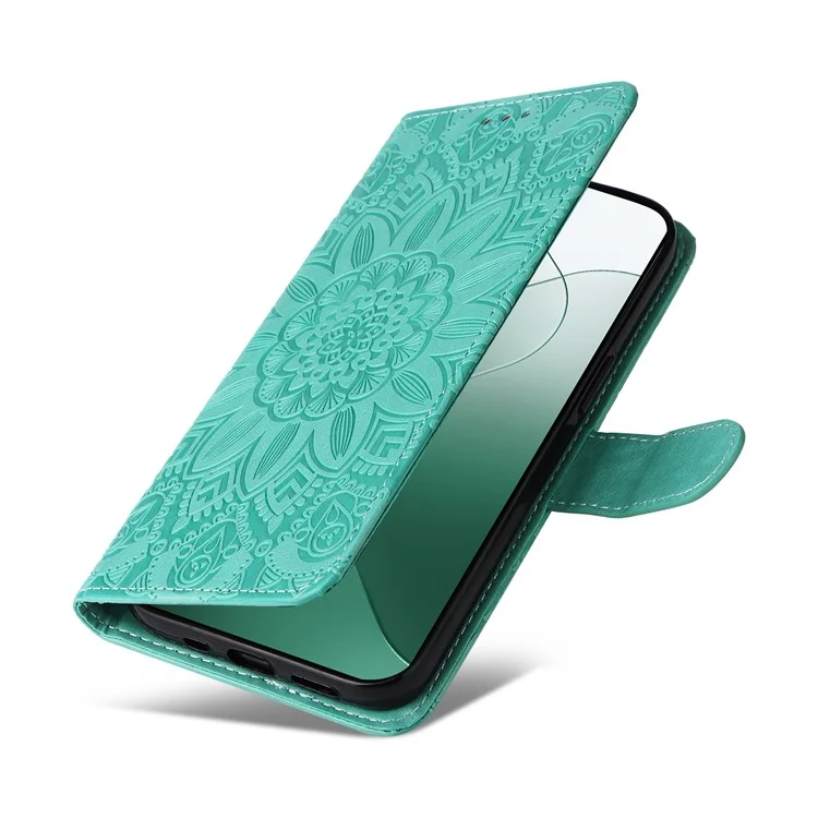 Per Xiaomi 14 Case Stand Wallet Shockproof PU Leather Smartphone Cover - Verde