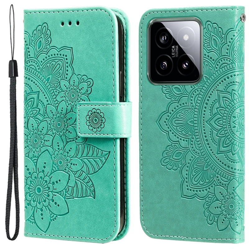 Per Xiaomi 14 Case Anti-Fall Portafoglio Custodia per Telefono Custodia in Pelle PU Flip Cover - Verde