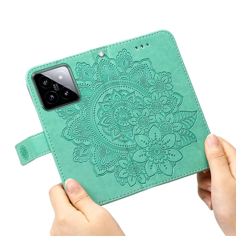 Per Xiaomi 14 Case Anti-Fall Portafoglio Custodia per Telefono Custodia in Pelle PU Flip Cover - Verde