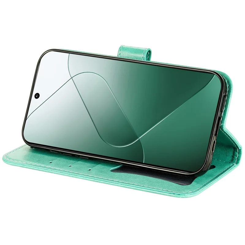 Per Xiaomi 14 Case Anti-Fall Portafoglio Custodia per Telefono Custodia in Pelle PU Flip Cover - Verde