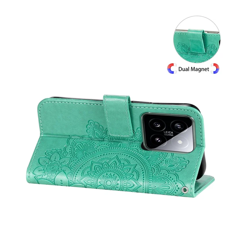 Per Xiaomi 14 Case Anti-Fall Portafoglio Custodia per Telefono Custodia in Pelle PU Flip Cover - Verde