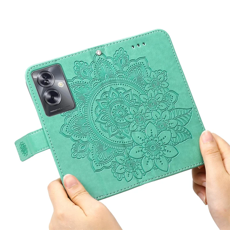 Wallet Phone Case for Oppo A79 5G / A2 5G Case Floral Pattern PU Leather Wallet Stand Phone Cover - Green