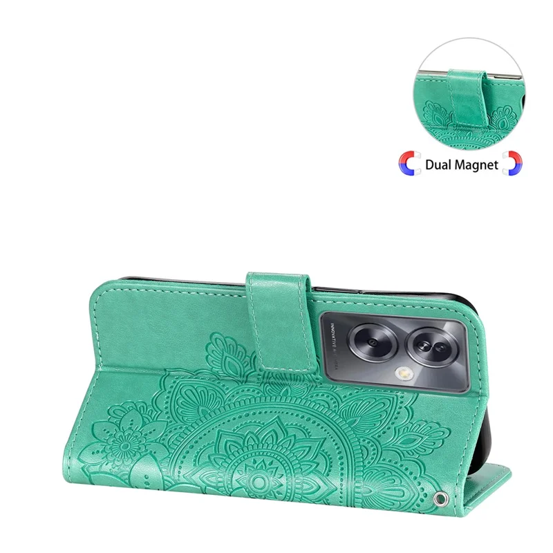 Wallet Phone Case for Oppo A79 5G / A2 5G Case Floral Pattern PU Leather Wallet Stand Phone Cover - Green