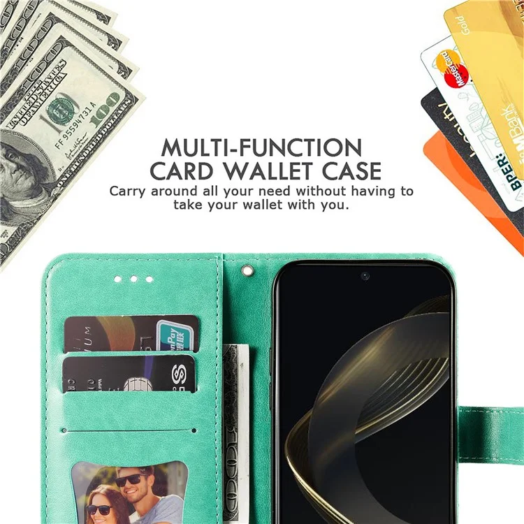 For Huawei nova 11 SE / nova 12 SE 4G Case Floral Pattern PU Leather Wallet Stand Phone Cover - Green