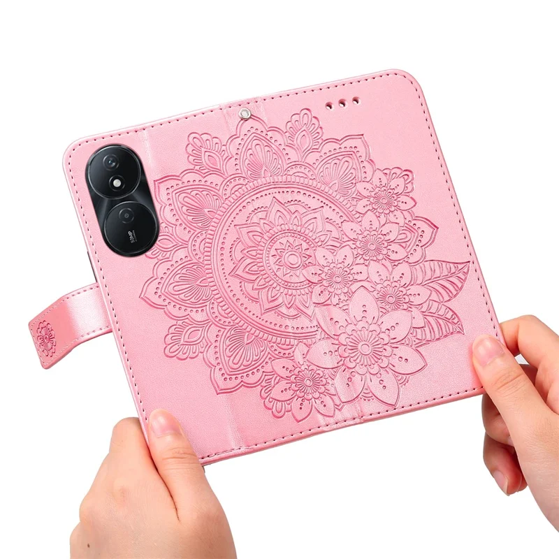 For Honor Play 50 Plus 5G Case Floral Pattern PU Leather Wallet Stand Phone Cover - Pink