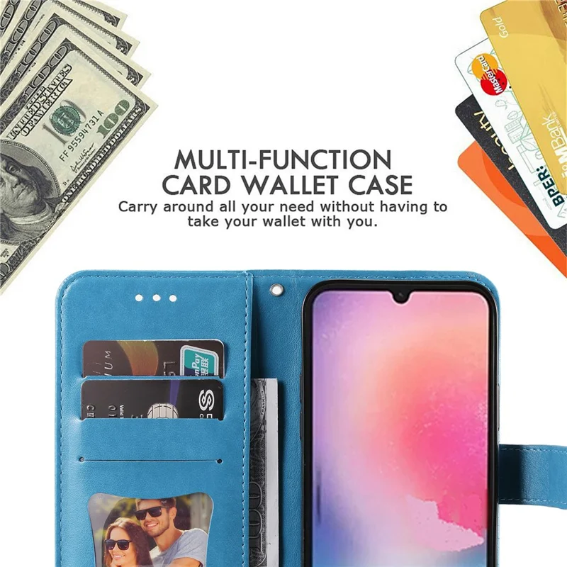 Für Samsung Galaxy A25 5G (Global) (161,0 x 76,5 x 8,3 mm) Geldbörse Hülle PU-Leder + TPU Anti-Fall Handyhülle - Blau