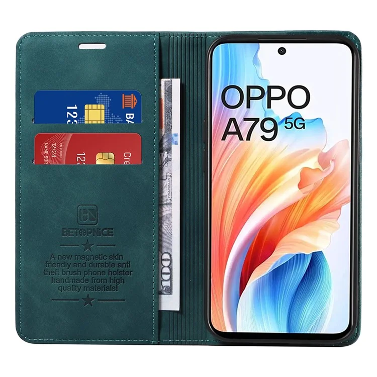 BETOPNICE 003 для Oppo A79 5G / A2 5G Чехол-Бумажник с RFID-Блокировкой Подставка для Телефона - Зеленый