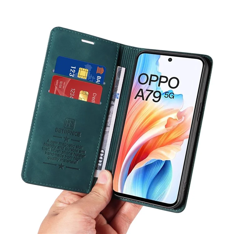 BETOPNICE 003 для Oppo A79 5G / A2 5G Чехол-Бумажник с RFID-Блокировкой Подставка для Телефона - Зеленый