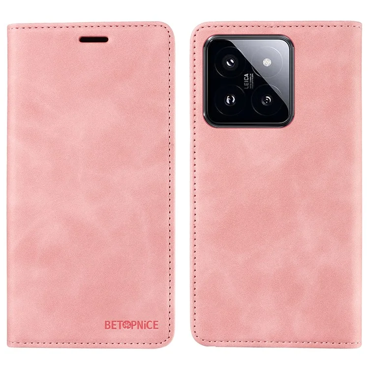 BETOPNICE 003 para Xiaomi 14 Pro Case Bien protegido Cubierta del teléfono con bloqueo RFID y soporte - Rosa