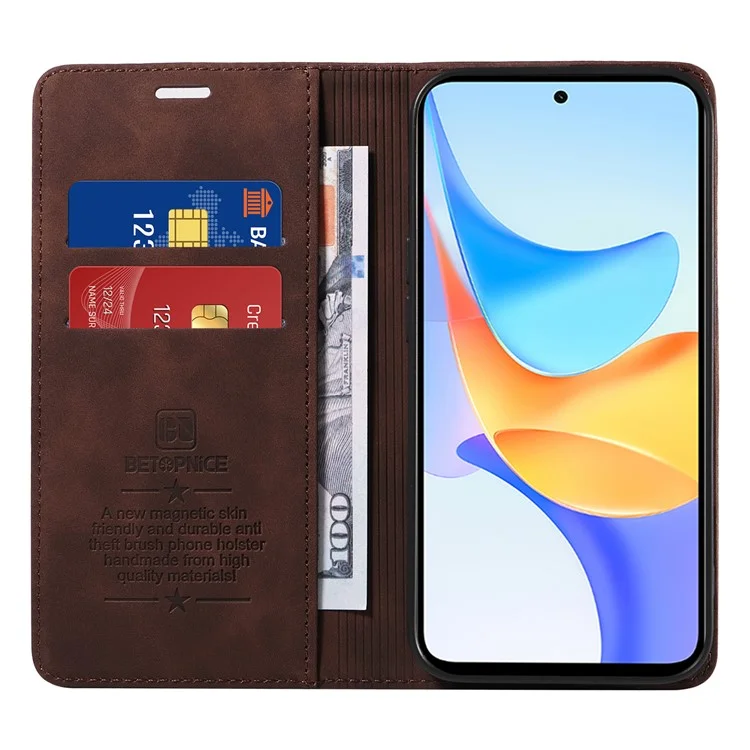 BETOPNICE 003 für Honor Play 50 Plus 5G-Hülle, stoßsicher, RFID-blockierend, Ständer - Braun