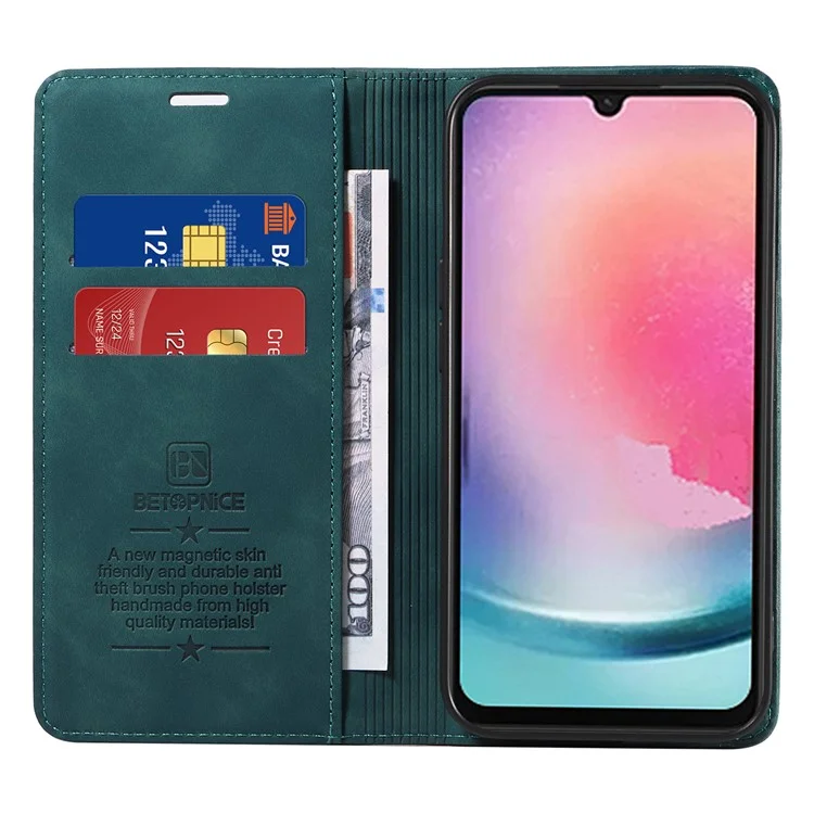 BETOPNICE 003 pour Samsung Galaxy A25 5G (Global) (161,0 x 76,5 x 8,3mm) Étui Téléphone Mobile Garde RFID Blocking Stand Cover - Vert