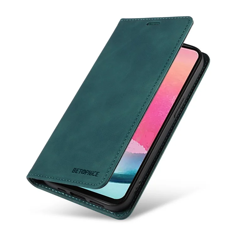 BETOPNICE 003 pour Samsung Galaxy A25 5G (Global) (161,0 x 76,5 x 8,3mm) Étui Téléphone Mobile Garde RFID Blocking Stand Cover - Vert