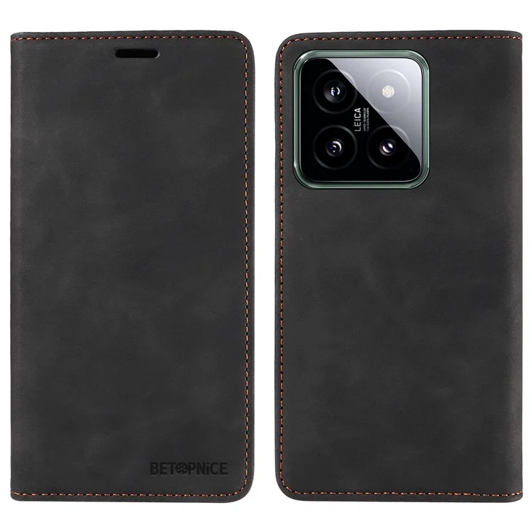 BETOPNICE 003 for Xiaomi 14 Case RFID Blocking Book Style Phone Stand Cover - Black