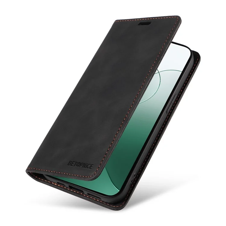 BETOPNICE 003 for Xiaomi 14 Case RFID Blocking Book Style Phone Stand Cover - Black