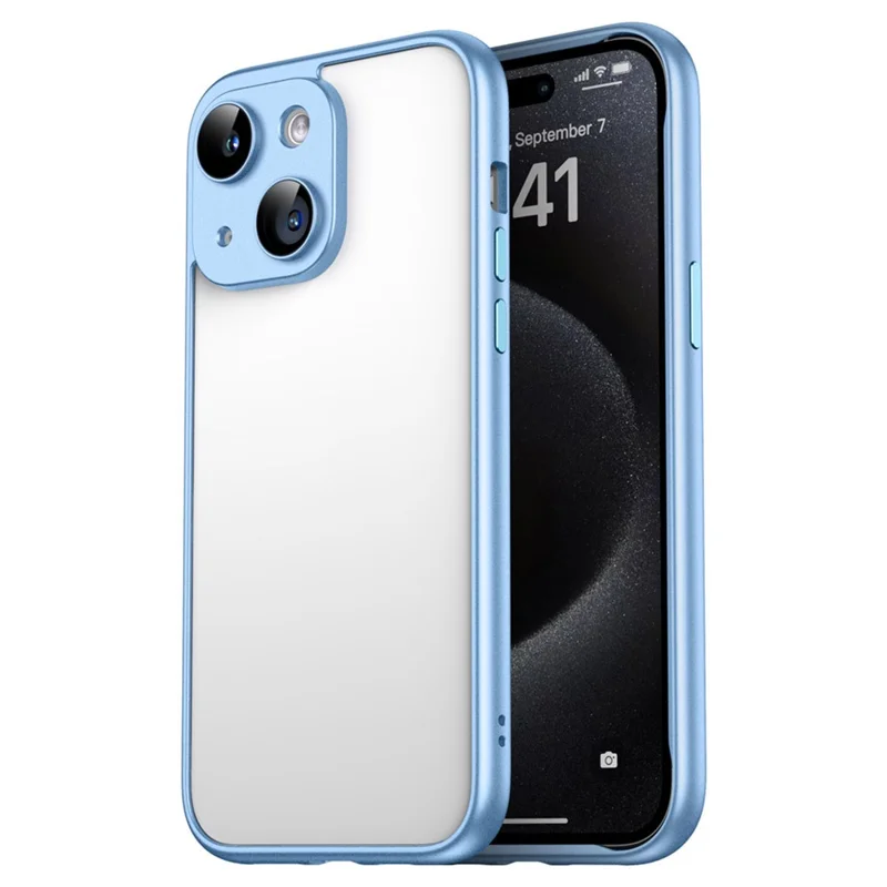 VOERO Anti-Drop Phone Cover for iPhone 15 Case Hard PC Slim Phone Case with PC Lens Film - Blue