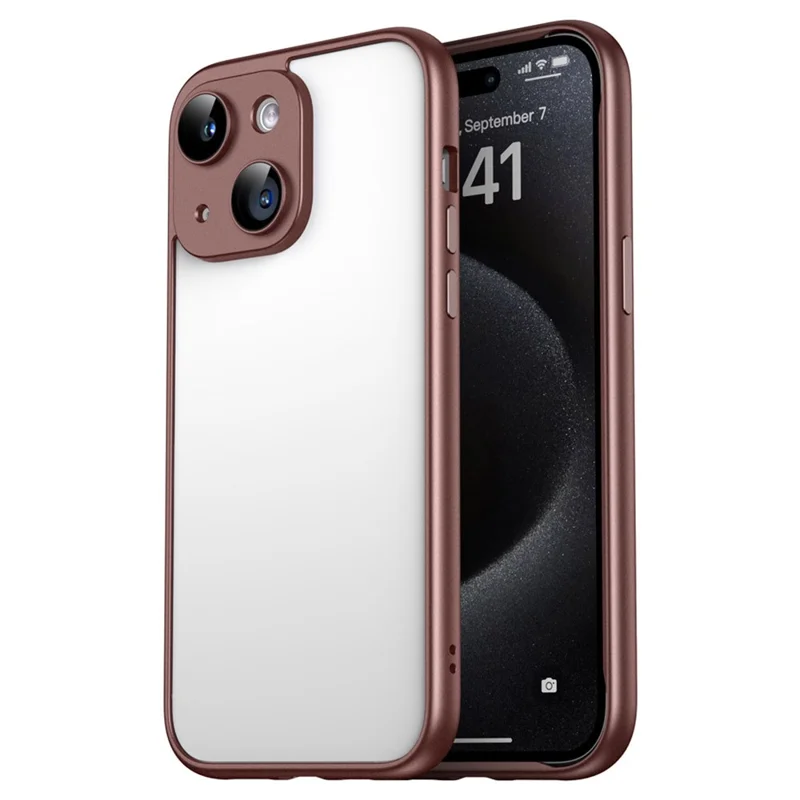 VOERO Anti-Drop Phone Cover for iPhone 15 Case Hard PC Slim Phone Case with PC Lens Film - Khaki