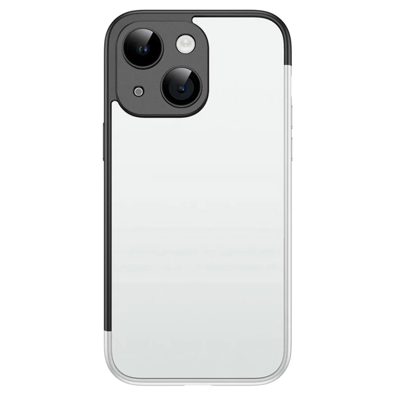 VOERO Shockproof Cover for iPhone 15 Plus Case Hard PC Phone Protector with PC Lens Film - Black / White