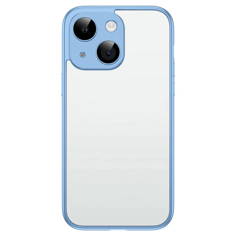 VOERO For iPhone 14 Plus Hard PC Case Anti-Drop Protective Phone Cover with PC Lens Film - Blue