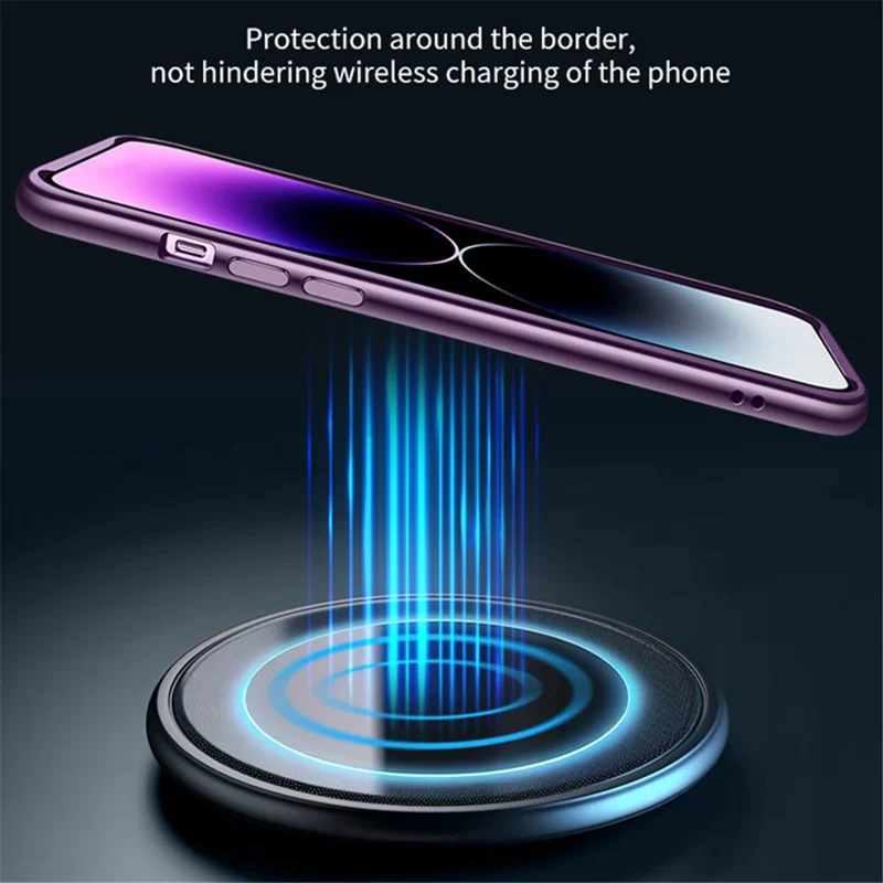 VOERO For iPhone 14 Plus Hard PC Case Anti-Drop Protective Phone Cover with PC Lens Film - Blue