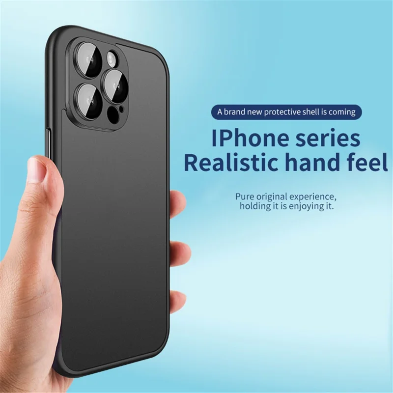 VOERO For iPhone 15 Pro Bumper Case Hard PC Slim Phone Cover with PC Lens Film - Black