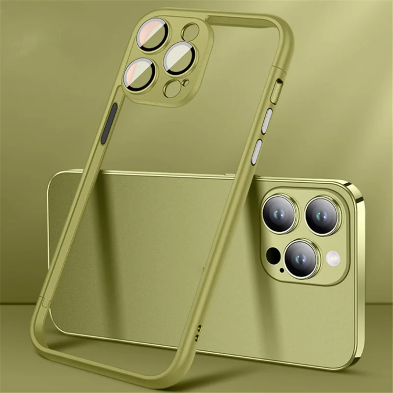 VOERO For iPhone 15 Pro Bumper Case Hard PC Slim Phone Cover with PC Lens Film - Mint Green