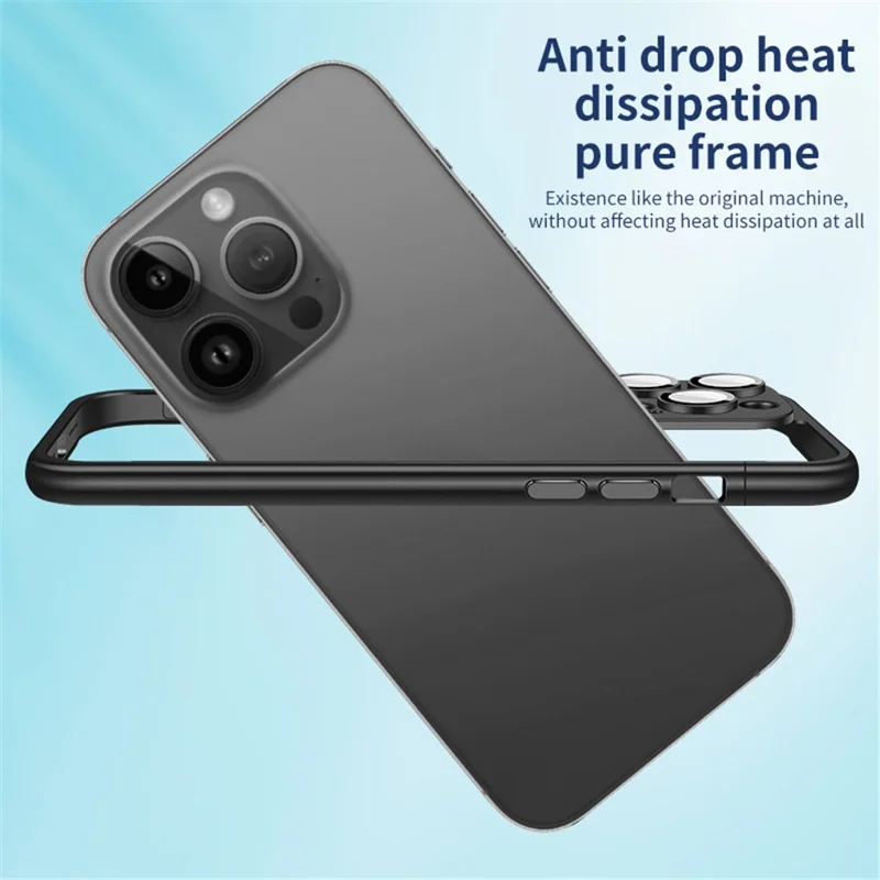 VOERO Slim Bumper Frame for iPhone 13 Pro 6.1 inch Case Hard PC Phone Cover with PC Lens Film - Black