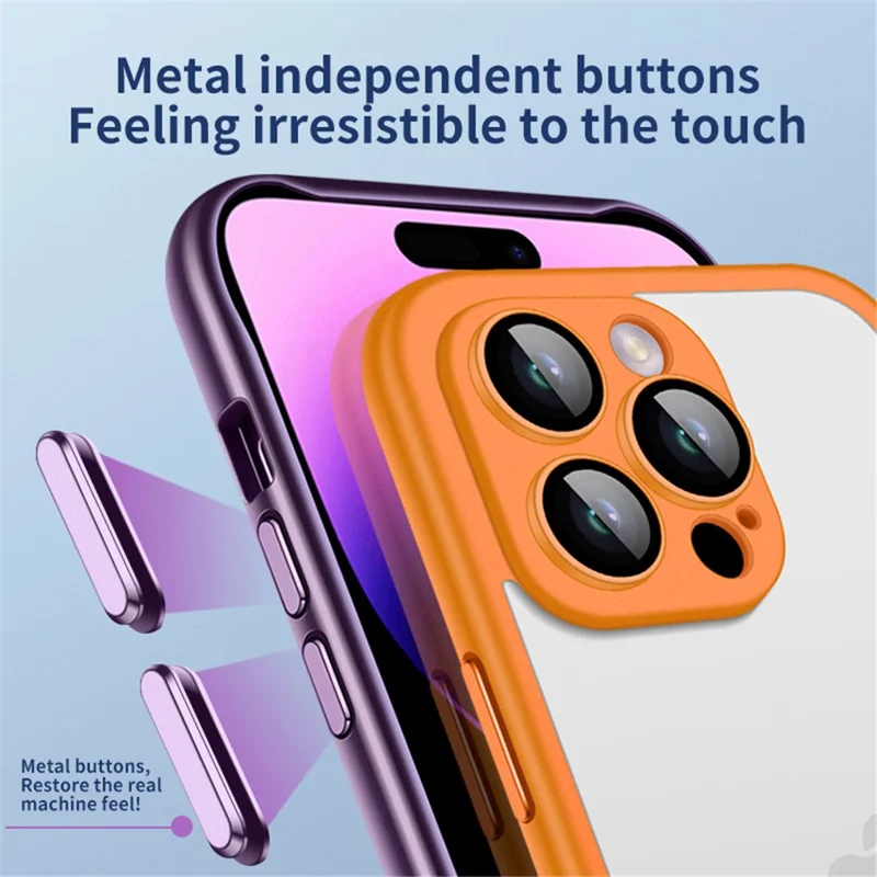 VOERO For iPhone 15 Pro Max Case Hard PC Phone Bumper Frame Slim Cover with PC Lens Film - Black