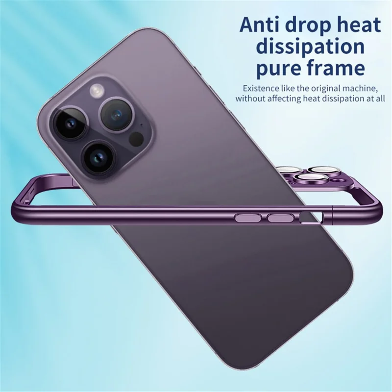 VOERO For iPhone 14 Pro Case Hard PC Slim Phone Bumper Case with PC Lens Film - Dark Purple