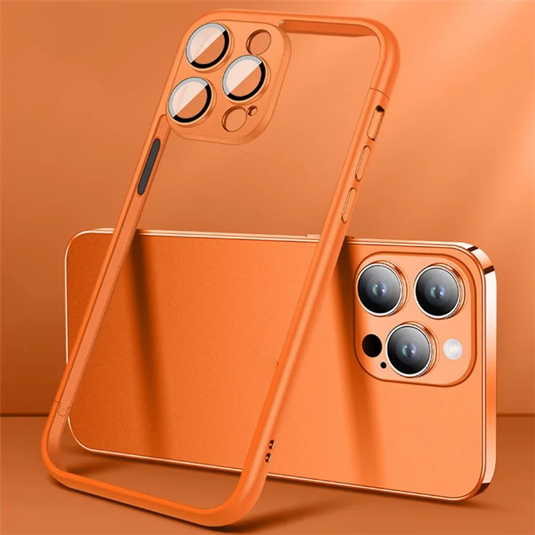 VOERO Per iPhone 14 Pro Case Hard PC Slim Phone Bumper Case con PC Lens Film - Arancione