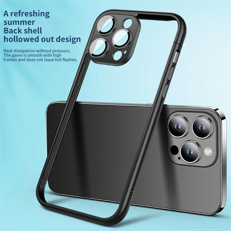 VOERO Per iPhone 14 Pro Case Hard PC Slim Phone Bumper Case con PC Lens Film - Arancione