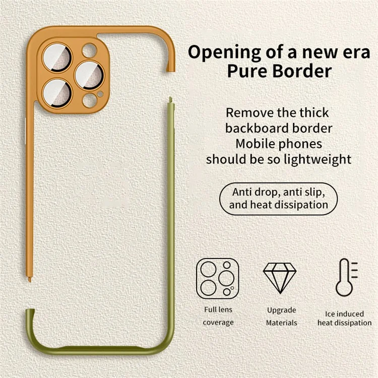 VOERO Per iPhone 14 Pro Case Hard PC Slim Phone Bumper Case con PC Lens Film - Arancione