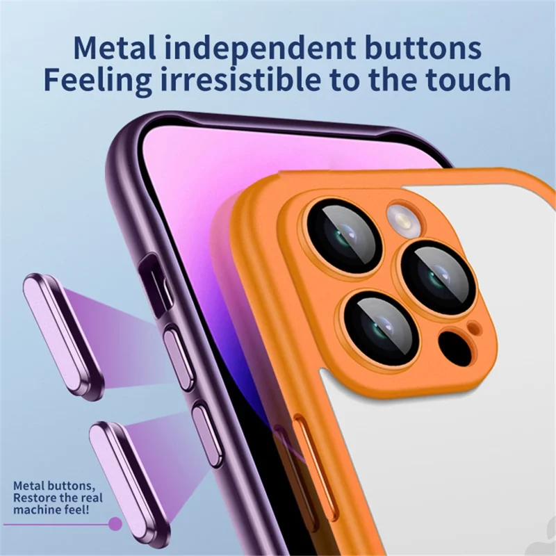 VOERO Slim Bumper Cover for iPhone 14 Pro Max Case Hard PC Phone Backless Cover with PC Lens Film - Green / Orange