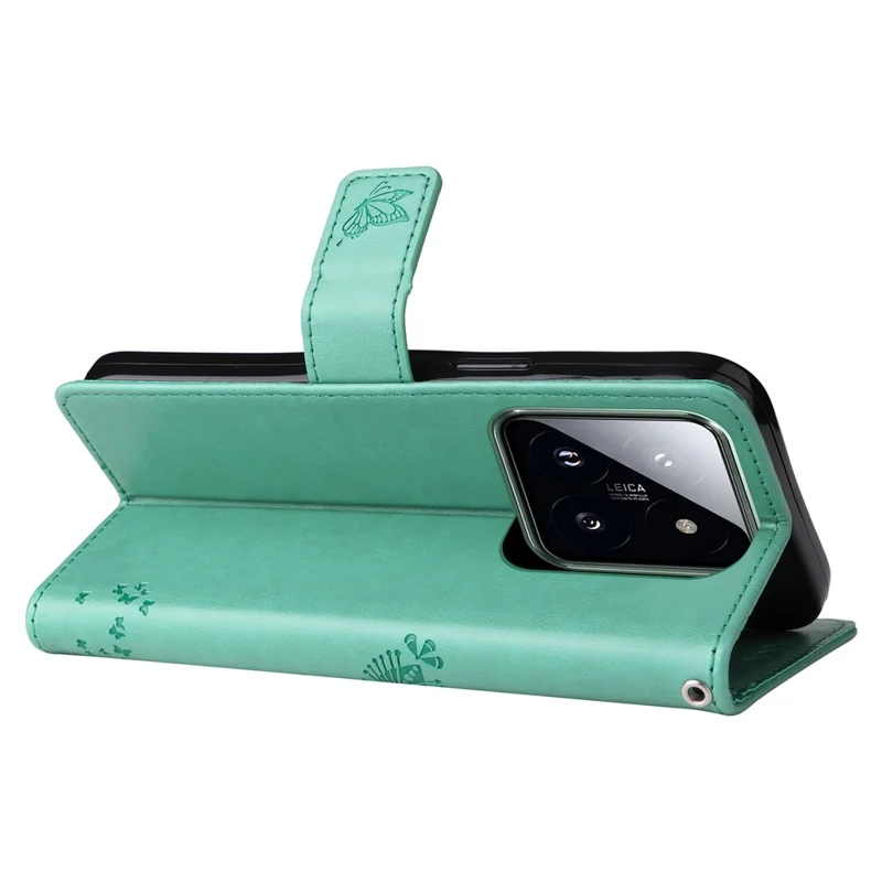 For Xiaomi 14 Pro Phone Case with Stand Cat Tree Pattern Leather Wallet Mobile Cover  - Green