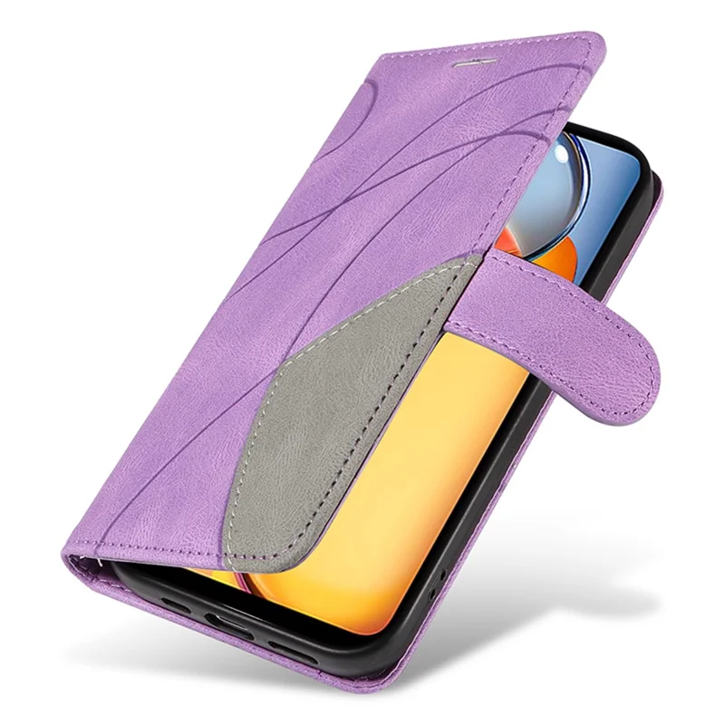 Serie de Cuero KT-1 para Xiaomi Redmi 13C 4G / 13C 5G / 13R 5G / Poco M6 5G / Poco C65 4G Funda de Teléfono Antichoque de Cuero PU de Costura - Morado Claro