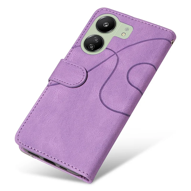 Serie de Cuero KT-1 para Xiaomi Redmi 13C 4G / 13C 5G / 13R 5G / Poco M6 5G / Poco C65 4G Funda de Teléfono Antichoque de Cuero PU de Costura - Morado Claro