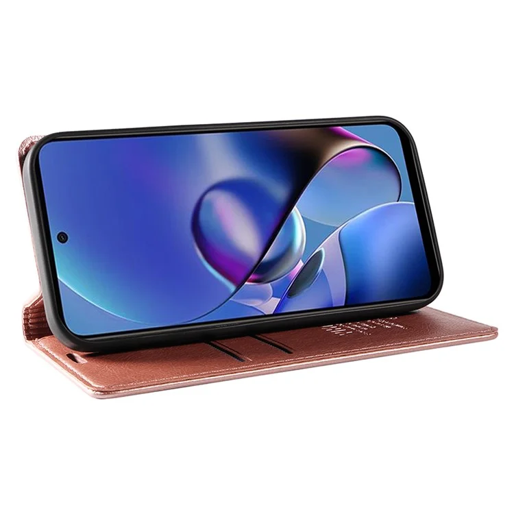 YIKATU YK-006 Für Motorola Moto G54 5G Case Matte PU-Leder+TPU-Geldbörse Cover - Roségold