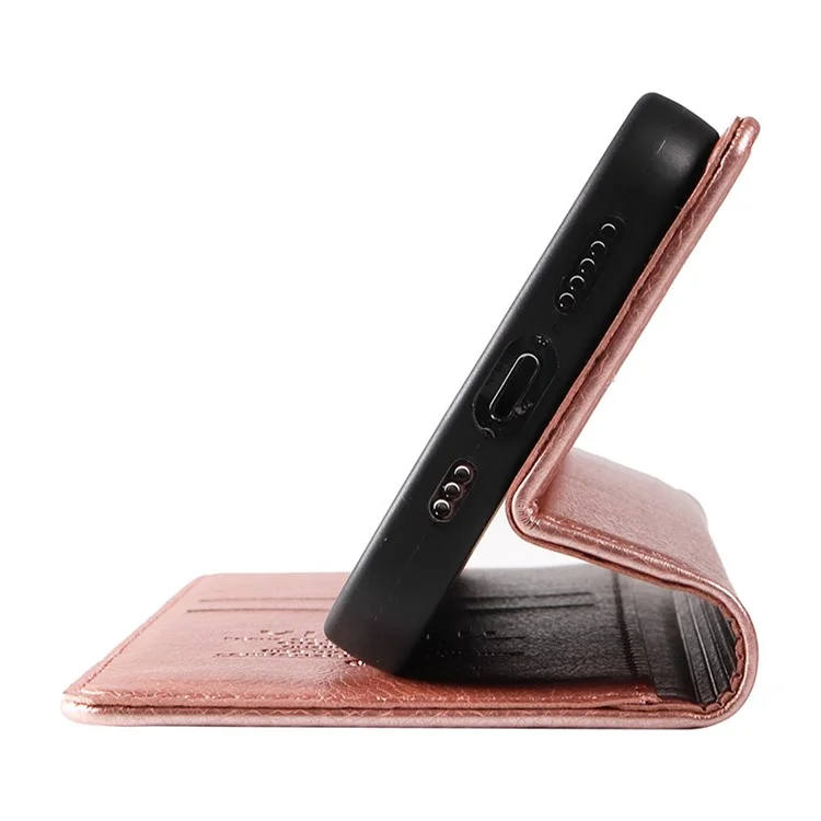 YIKATU YK-006 Für Motorola Moto G54 5G Case Matte PU-Leder+TPU-Geldbörse Cover - Roségold