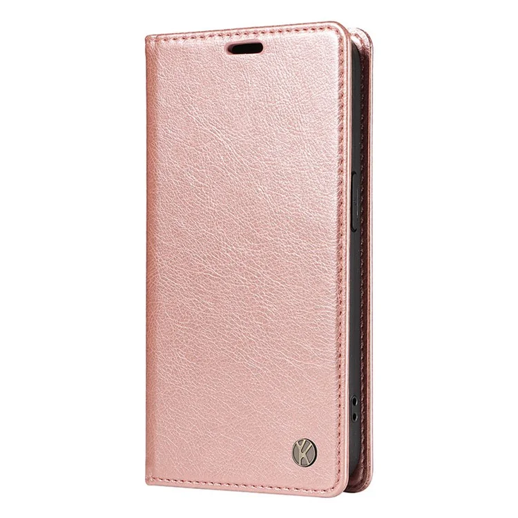 YIKATU YK-006 Für Motorola Moto G54 5G Case Matte PU-Leder+TPU-Geldbörse Cover - Roségold