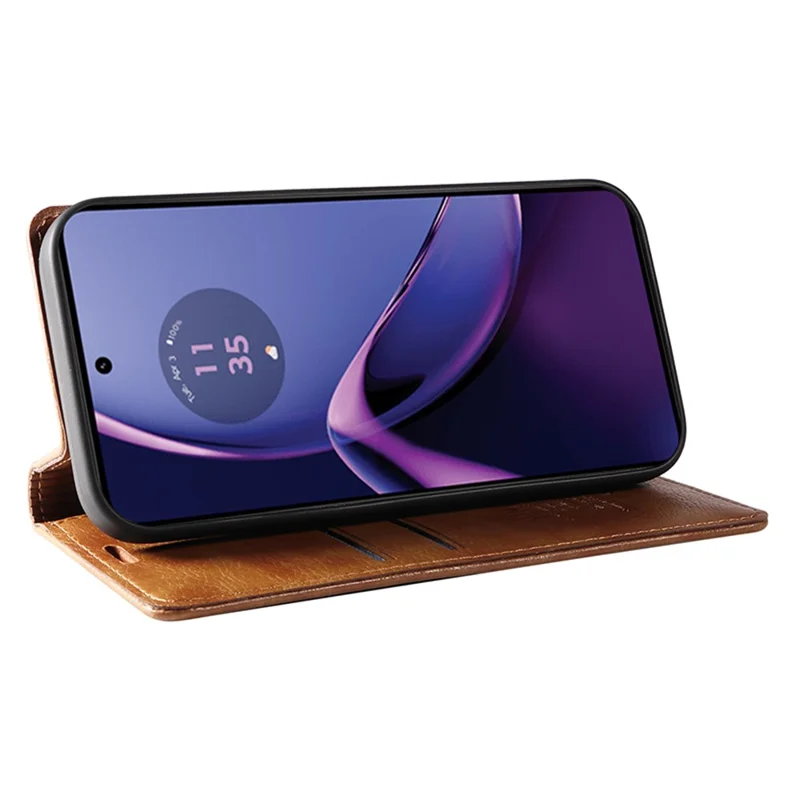 YIKATU YK-006 For Motorola Moto G84 5G Case PU Leather+TPU Litchi Texture Wallet Cover - Brown