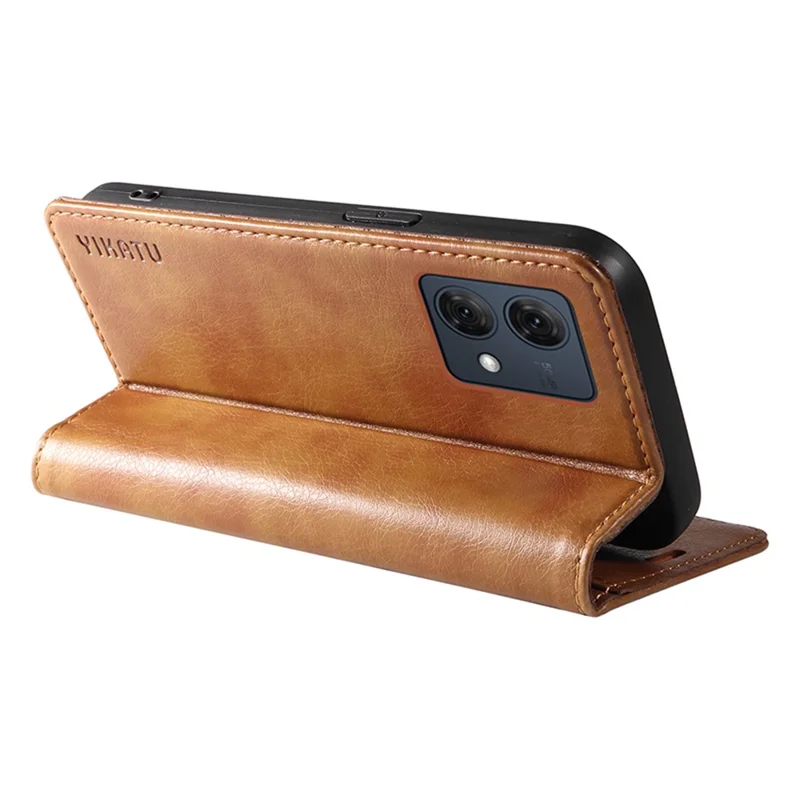 YIKATU YK-006 For Motorola Moto G84 5G Case PU Leather+TPU Litchi Texture Wallet Cover - Brown