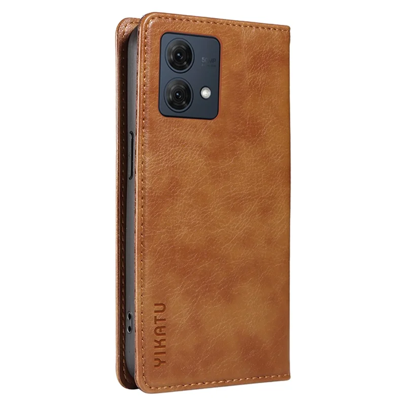 YIKATU YK-006 For Motorola Moto G84 5G Case PU Leather+TPU Litchi Texture Wallet Cover - Brown