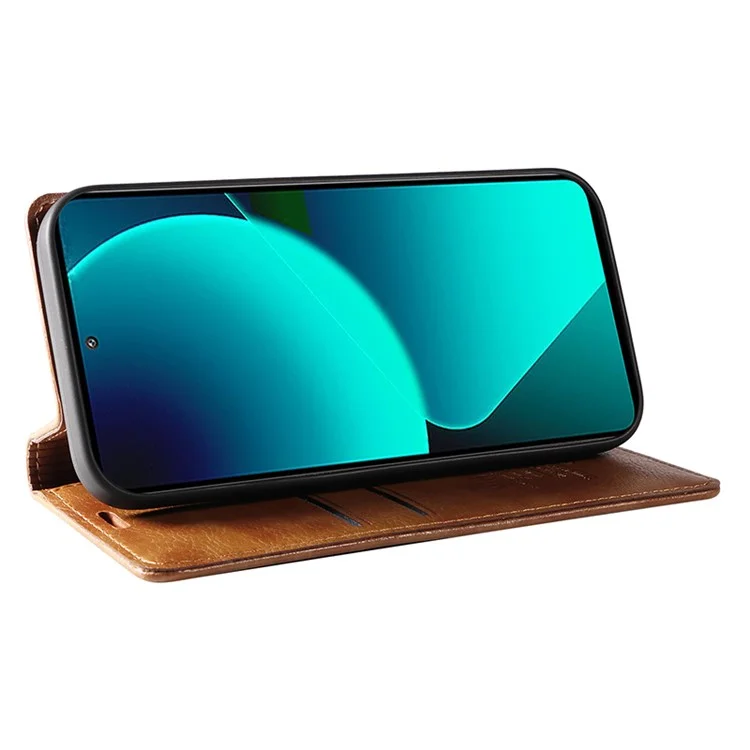 YIKATU YK-006 Para Xiaomi 13T / 13T Pro / Redmi K60 Ultra Funda de Piel de Imitación con Textura de Lichí, Funda de Cartera - Marrón
